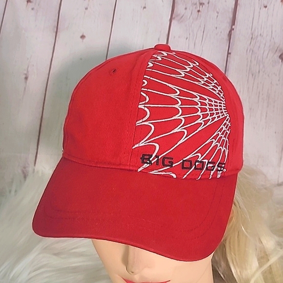 Vintage 90s Y2K Big Dogs Spider-Man Web Red Embroidered Adjustable Hat Cap - Picture 2 of 16